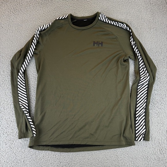 Helly Hansen Shirt Mens medium Long Sleeve Striped Sports Performance Athletic - Picture 1 of 9